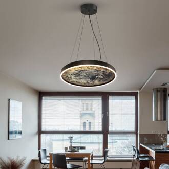 Stone LED hanglamp, Ø 60 cm, CCT, zwart, metaal, acryl