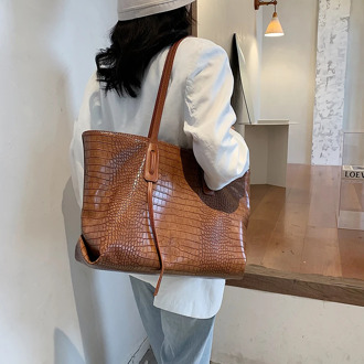 Stone Pattern High Capacity PU Leather Shoulder Bags For Women 2021 Elegant Handbags Female Travel Totes Lady Fashion Hand Bag