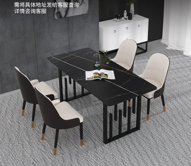 Stone plate anti scratch dining table and chair combination light luxury small household modern simple net red Nordic marble din