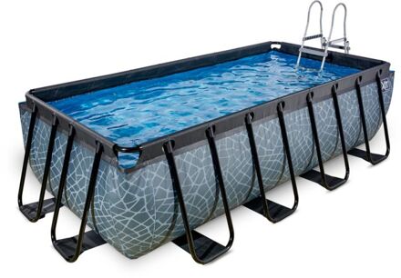 Stone zwembad 400x200x100cm met filterpomp - grijs