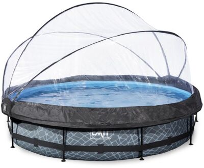 Stone Zwembad met overkapping en filterpomp Ø 360 Grijs