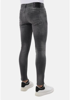 Stonewashed slim fit jeans met scheuren mm Grijs - 36