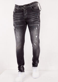 Stonewashed slimfit jeans stretch Zwart - 34