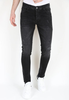 Stonewashed slimfit jeans stretch Zwart - 34