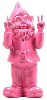 Stoobz Design Stoobz kabouter peace fuchsia 13x11x31cm roze