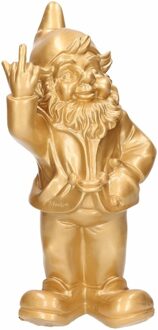 Stoobz Design Tuinkabouter beeldje goud middelvinger 30 cm