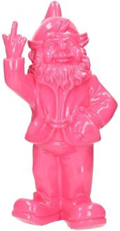 Stoobz Design Tuinkabouter - roze - fuck you middelvinger - 30 cm