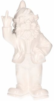 Stoobz Design Tuinkabouter - wit - fuck you middelvinger - 20 cm