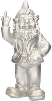 Stoobz Design Tuinkabouter - zilver - fuck you middelvinger - 30 cm