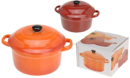 Stoofpan porselein + deksel 10x5cm or/ro