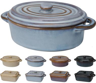 Stoofpannetje aardewerk rechth. of ovaal Assorti