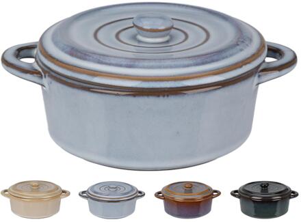 Stoofpannetje aardewerk rond 13x6cm Assorti