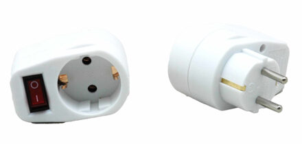 Stopcontact adapter - wit - met randaarde en schakelaar - verdeelstekkers