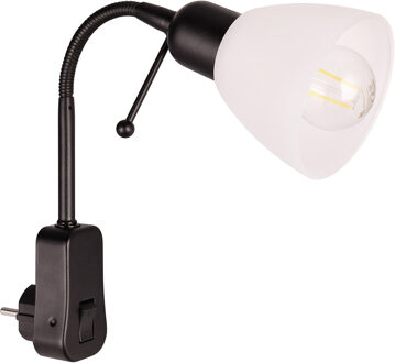Stopcontact Lamp met Schakelaar - Trion Likapa - Rond - Mat Zwart - Metaal - E14 - Stekkerlamp - Stekkerspot