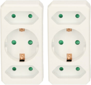 Stopcontact splitter - 2x - triple - wit - voor 3 stekkers - verdeelstekkers