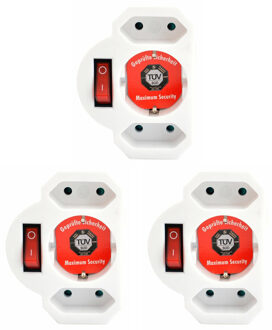 Stopcontact splitter - 3x - triple - wit - voor 3 stekkers - aan/uit schakelaar - verdeelstekkers
