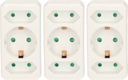 Stopcontact splitter - 3x - triple - wit - voor 3 stekkers - verdeelstekkers