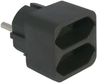 Stopcontact splitter - duo - zwart - voor 2 platte stekkers - Verdeelstekkers