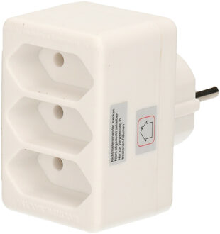 Stopcontact splitter - triple - wit - voor 3 platte stekkers - verdeelstekkers