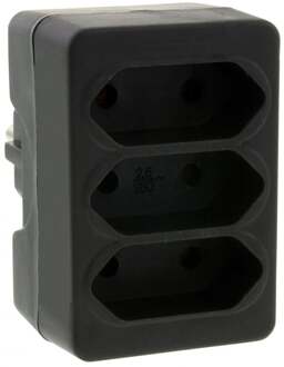 Stopcontact splitter - triple - zwart - voor 3 platte stekkers - Verdeelstekkers