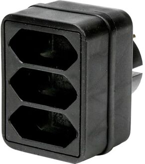 Stopcontact splitter - triple - zwart - voor 3 platte stekkers - Verdeelstekkers