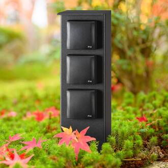 Stopcontactenblok, 3-voudig, aluminium, roestvrij staal, grafiet