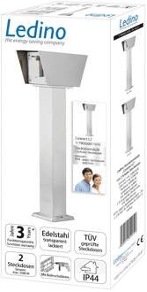 Stopcontactenblok Connect L2 met 2 stopcontacten, roestvrij staal