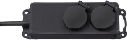 Stopcontactverdeler IP44 2-voudig, 2m Zwart