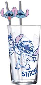 stor Lilo & Stitch Glass Tumbler with Straws Stitch 485 ml