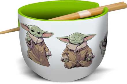 stor Star Wars: The Mandalorian Ramen Bowl with Chopsticks Grogu