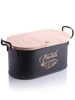 Storage Box With Bamboo Cutting Board Lid Bread Box Metal Galvanized Organization Snack Box Bread Bin Kitchen Food Containers