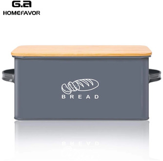 Storage Boxes Bread Bins With Bamboo Cutting Board Lid Metal Galvanized Snack Box Kitchen Food Containers Home Decor