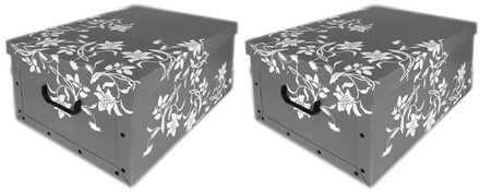 Storage Solutions 2x Opbergboxen/Opbergdozen grijs 51 x 37 cm - Opslagdozen - Action products