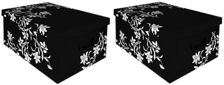 Storage Solutions 2x Opbergboxen/Opbergdozen zwart 52 x 38 cm - Opslagdozen - Action products