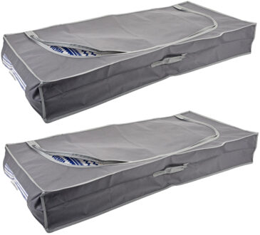 Storage Solutions 2x stuks dekbed/kussen opberghoezen grijs met venster 105 x 45 x 16 cm