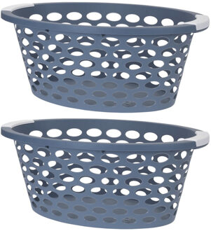 Storage Solutions 2x stuks kunststof wasmanden blauw 25 liter