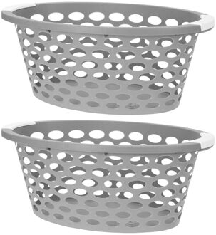 Storage Solutions 2x stuks kunststof wasmanden grijs 25 liter