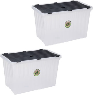 Storage Solutions 2x Stuks Opbergdozen/organizers met deksel - kunststof - 76 Liter