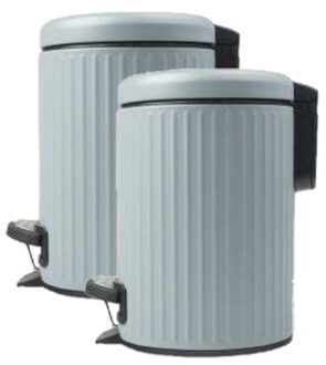 Storage Solutions 2x stuks pedaalemmers/vuilnisbakken 3 liter blauw