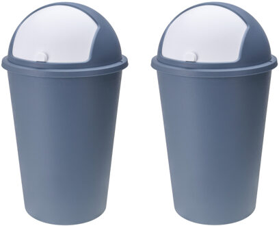 Storage Solutions 2x stuks vuilnisbak/afvalbak/prullenbak blauw met deksel 50 liter