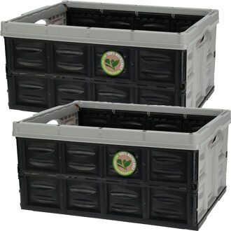 Storage Solutions 3x Stuks Inklapbare boodschappenkratten - Gerecycled kunststof - 45L - Boodschappenkratten Grijs