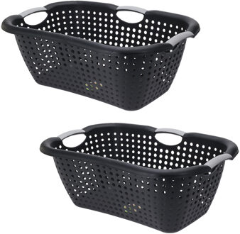 Storage Solutions 3x Stuks Wasmanden met handvatten - zwart - kunststof - 26 liter