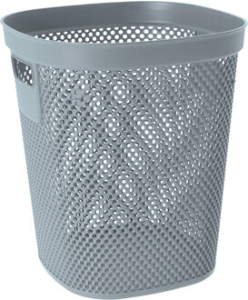 Storage Solutions Afvalbak/vuilnisbak/kantoor prullenbak - kunststof met open structuur - lichtblauw - 12 liter