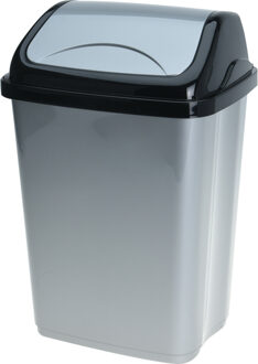 Storage Solutions Afvalemmer SWING - 5 liter - grijs/zwart - met klep deksel - kunststof