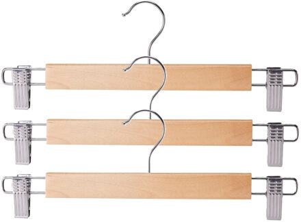 Storage Solutions Broeken/rokken kledinghangers - set 3x stuks - hout - 33 cm - naturel