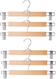 Storage Solutions Broeken/rokken kledinghangers - set 6x stuks - hout - 33 cm - naturel