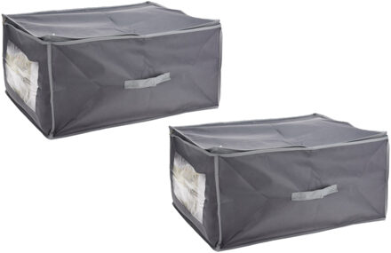 Storage Solutions Dekbed/kussen opberghoes - 2x stuks - met venster - grijs - 60 x 45 x 30 cm