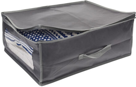 Storage Solutions Dekbed/kussen opberghoes - grijs - met venster - 50 x 38 x 20 cm - Opberghoezen