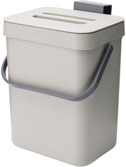 Storage Solutions Gft afvalbakje voor aanrecht - of aan keuken kastje - 3L - grijs - afsluitbaar - ophangbaar