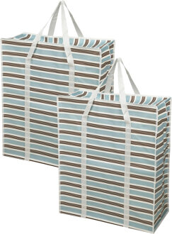 Storage Solutions Grote opberg tas voor dekens/kussens/speelgoed - 2x - met rits - Retro kleuren mix - 55 x 27 x 65 cm